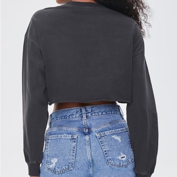 Forever 21 Black Los Angeles Cropped Hoodie - Picture 2 of 8